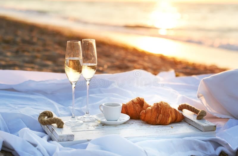 Breakfast tray by the sea