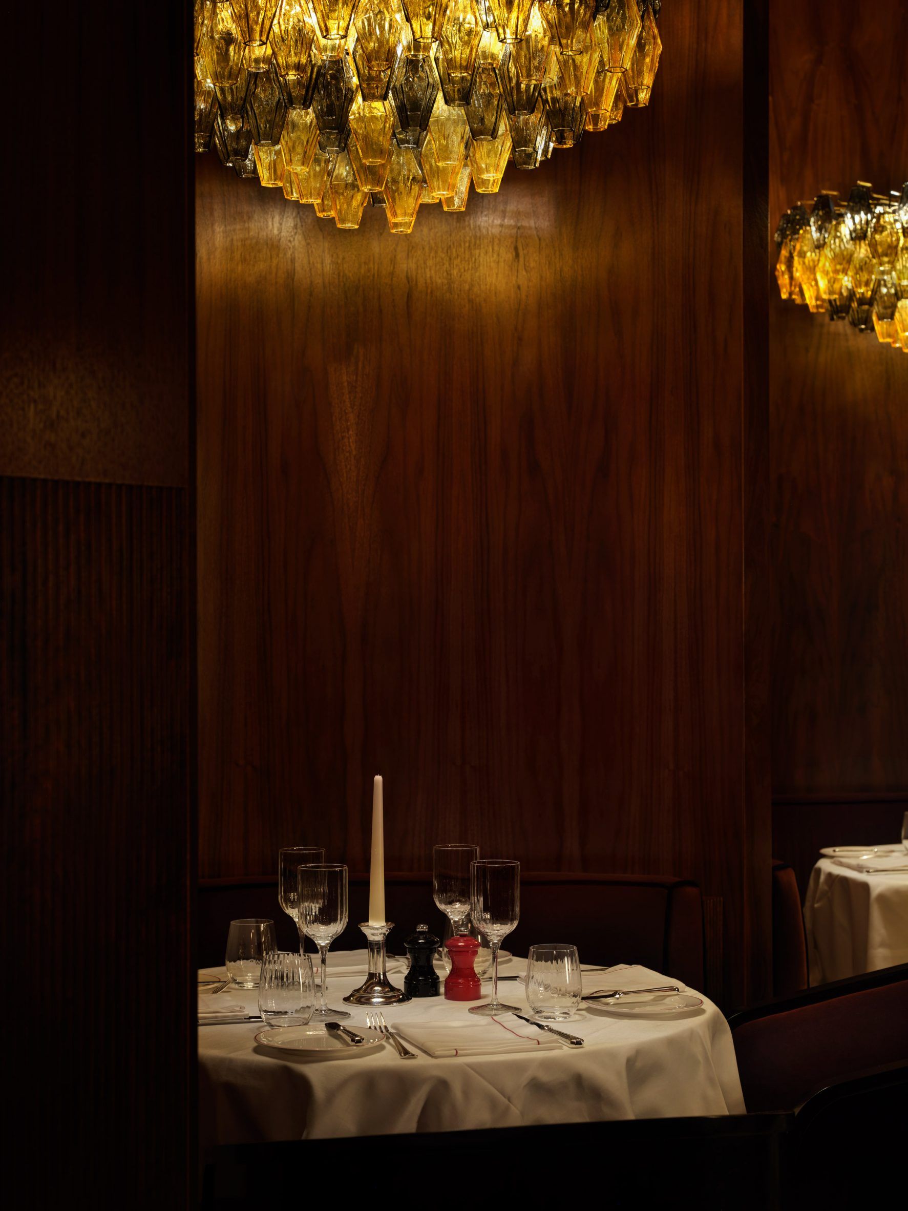 Candlelit fine dining interior