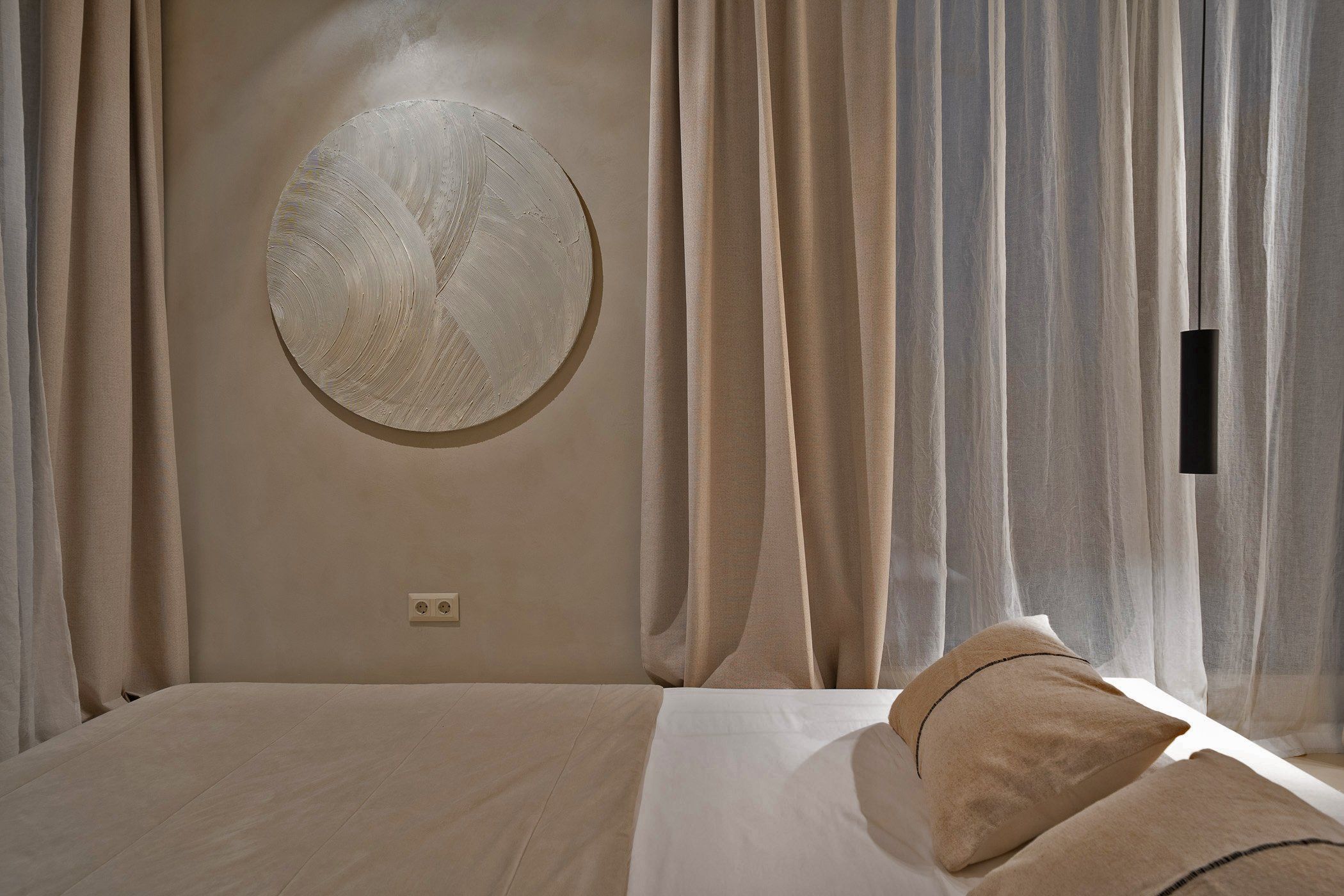 Warm minimalist interior, morning light